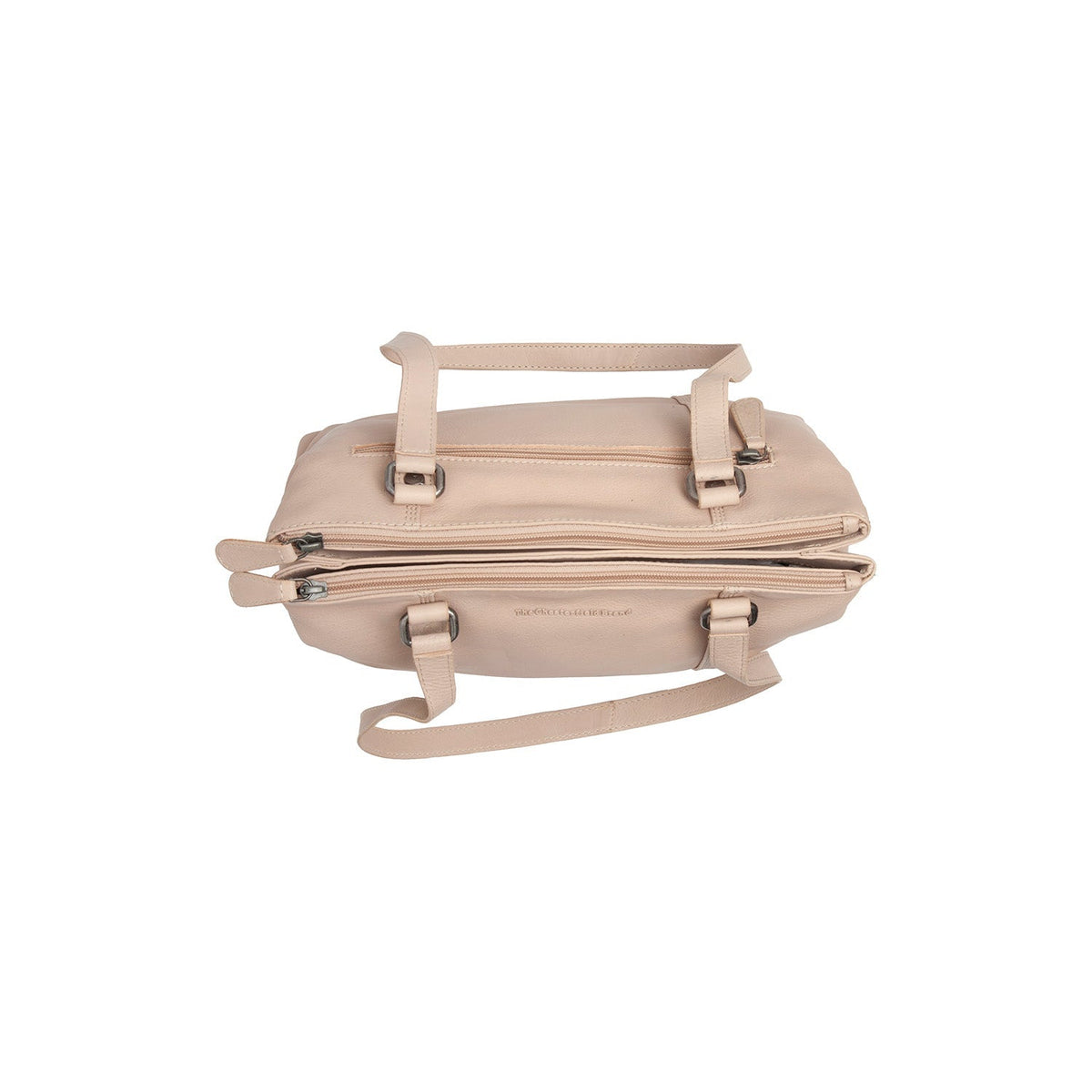 Solid Antique Brass Hardware &amp; Heavy-Duty Dual Zipper Detail on Marvos Full-Grain Leather Shoulder Bag pour Femme