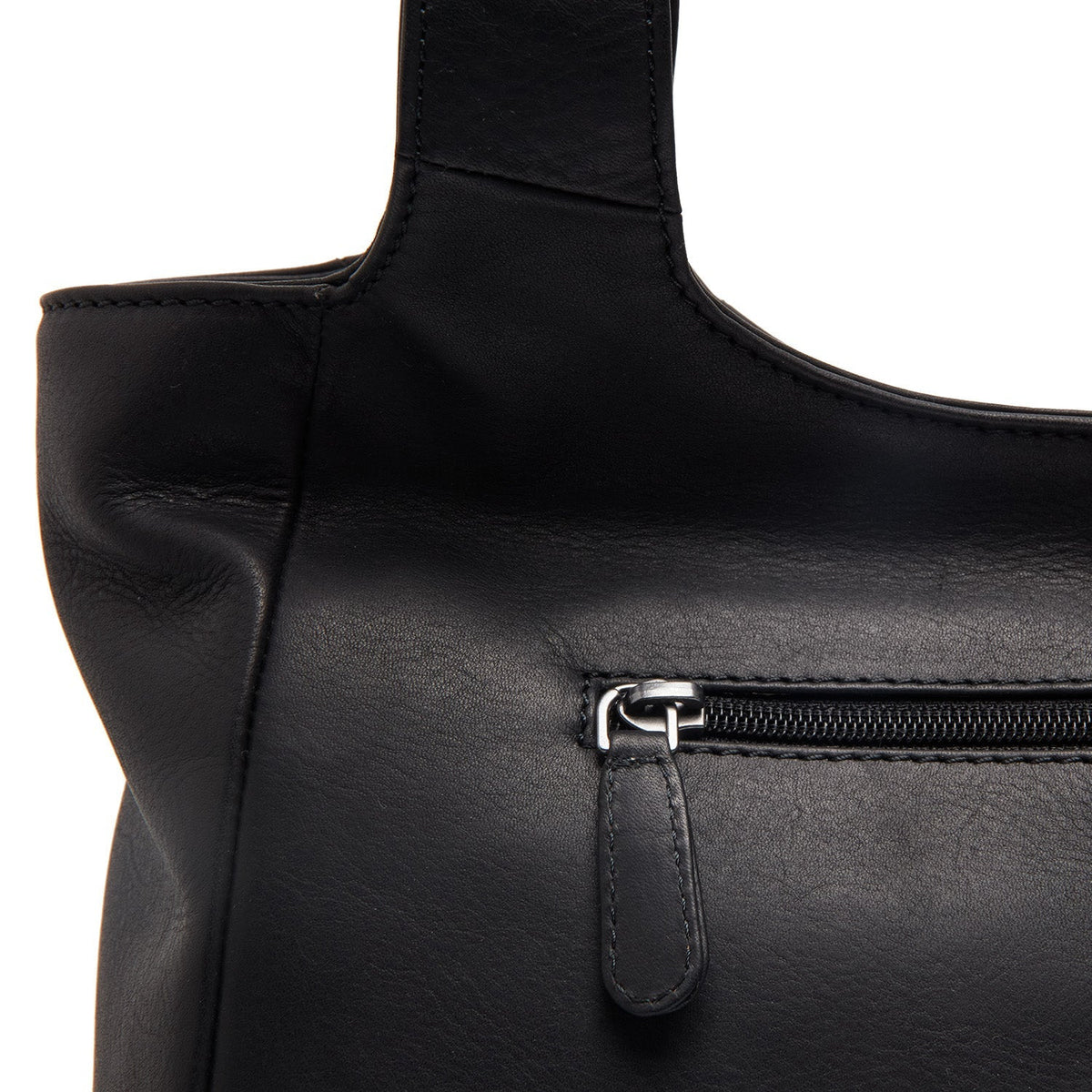 Tofino Full-Grain Leather Shoulder Bag pour Femme - Structured Side Profile Showing Gusset Depth &amp; Expansion Capacity
