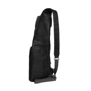Leather Sling Bag Logan pour Femme - Structured Side Profile Showing Gusset Depth &amp; Expansion Capacity