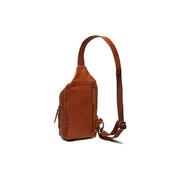 Cognac Leather Sling Bag Riga pour Femme, detail view 5