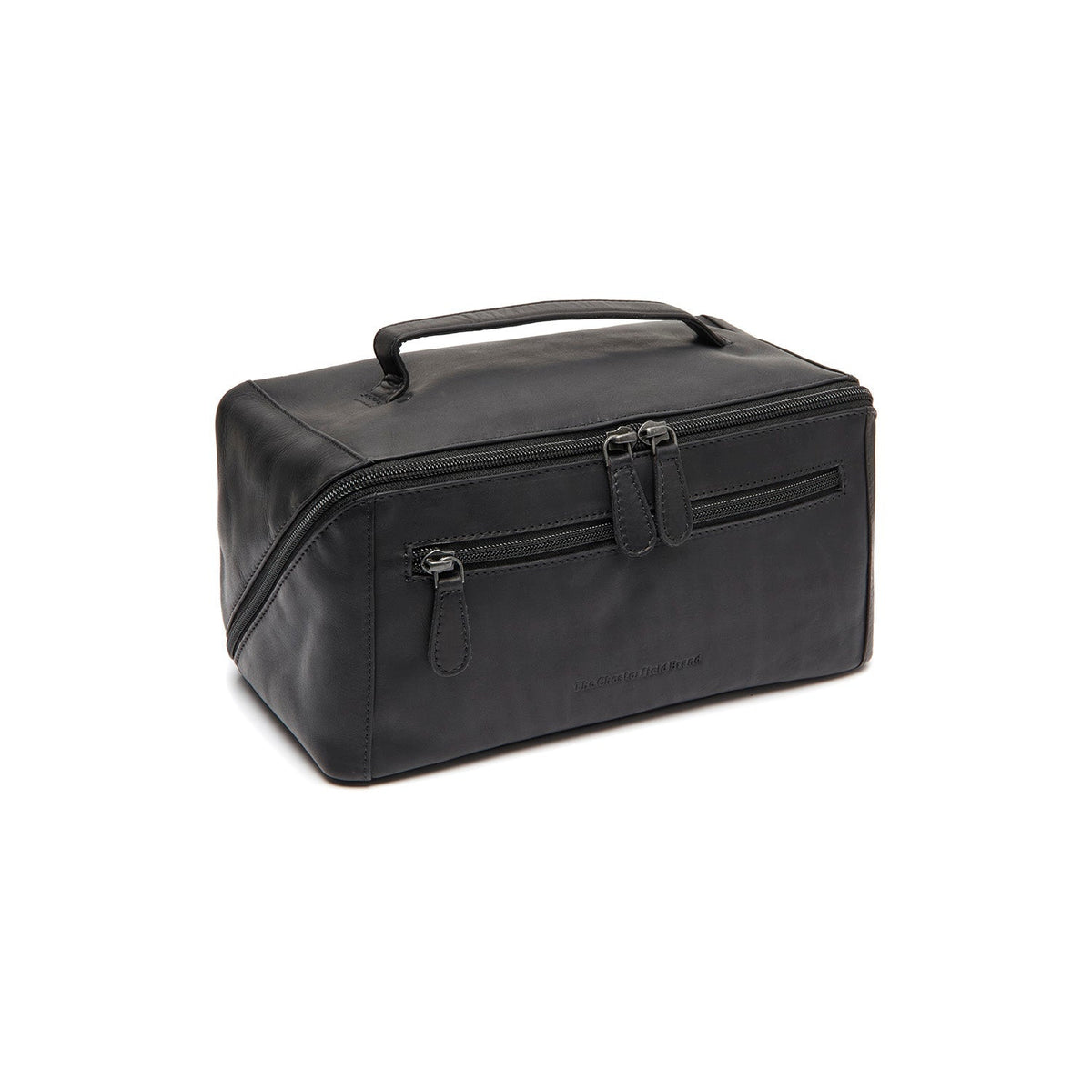 Elmia Full-Grain Leather Toiletry Bag pour Femme in Classic 100% Full-Grain Leather - Vue de face &amp; silhouette ajustée | Acheter en ligne