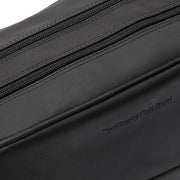 Tailored Rib Cuffs &amp; Hem Craftsmanship Construction Detail on Stacey Full-Grain Leather Toiletry Bag