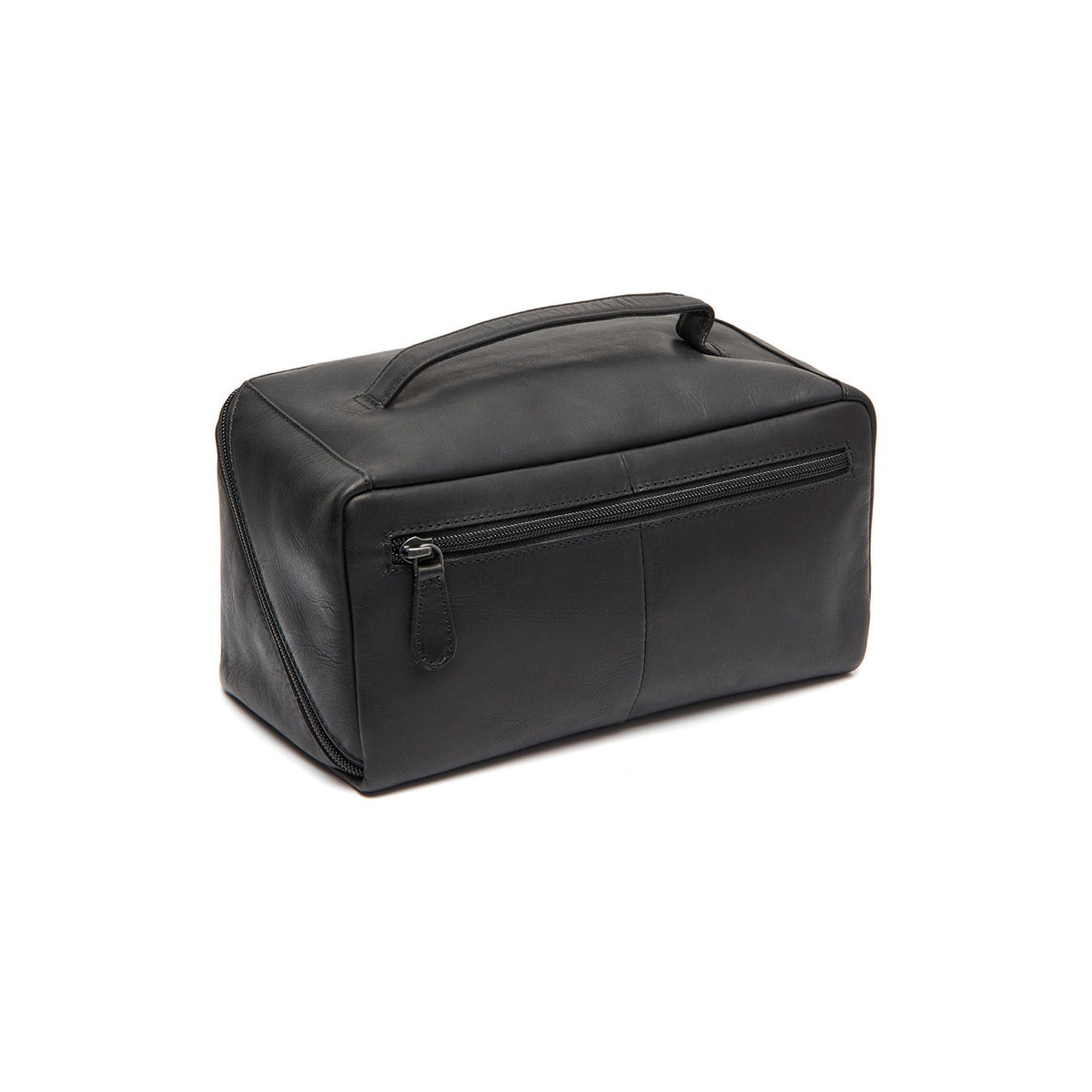Tailored Rib Cuffs &amp; Hem Craftsmanship Construction Detail on Trevia Full-Grain Leather Toiletry Bag pour Femme