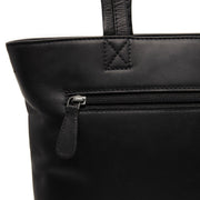
Alveron Sac cabas en cuir pleine fleur - Profil latéral structuré montrant la profondeur du soufflet