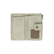 
Solid Antique Brass Hardware & Heavy-Duty Dual Zipper Detail on Fresno Portefeuille en cuir pleine fleur
