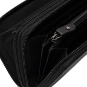 Solid Antique Brass Hardware &amp; Heavy-Duty Dual Zipper Detail on Hadley Full-Grain Portefeuille en Cuir pour Femme