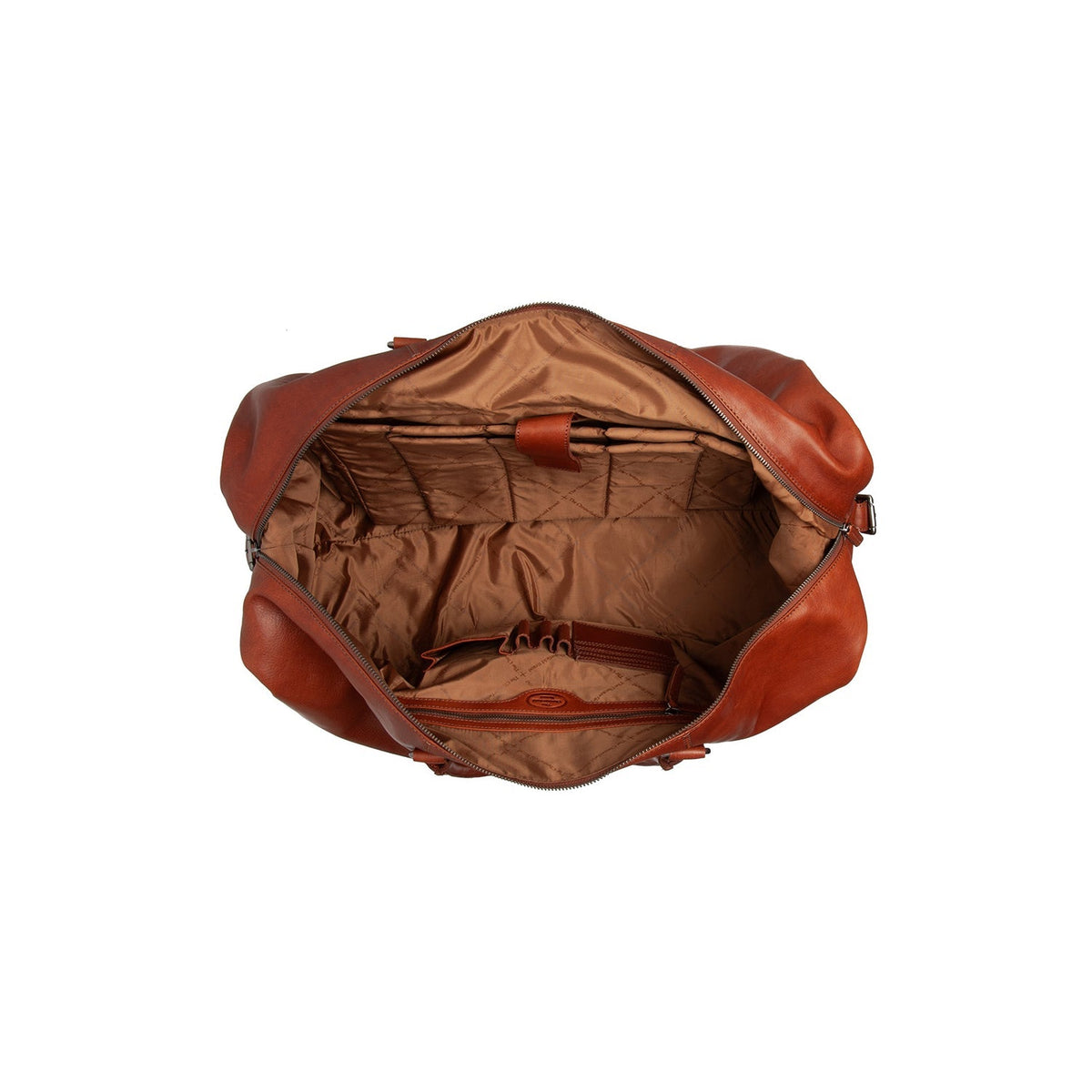 Solid Antique Brass Hardware &amp; Heavy-Duty Dual Zipper Detail on Cavoli Full-Grain Leather Weekender Bag pour Femme