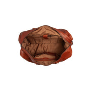 Solid Antique Brass Hardware &amp; Heavy-Duty Dual Zipper Detail on Cavoli Full-Grain Leather Weekender Bag pour Femme