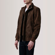 Lester Marron Suede Blouson Bomber en Cuir pour Homme – Vue produit alternative 4