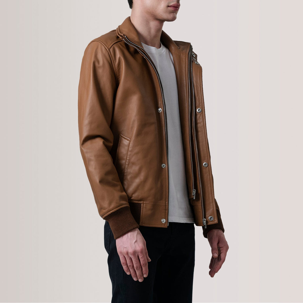 Lester Marron Suede Blouson Bomber en Cuir pour Homme – Vue produit alternative 3