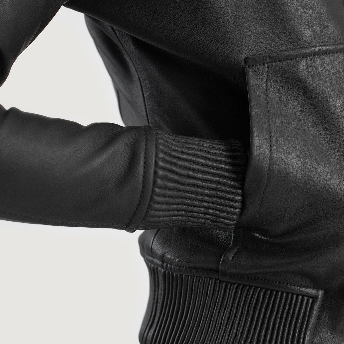 Luna Hooded Blouson Bomber en Cuir pour Femme – Vue produit alternative 6