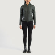 Luna Hooded Blouson Bomber en Cuir pour Femme – Vue produit alternative 3