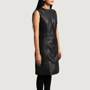 
Black Sheepskin leather Coat - Vue arrière montrant la carrure ajustée et l'ourlet net