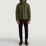 
Vue détaillée of Classic Collar & Zipper With Placket Hardware on Malcolm Vert Hooded Puffer Veste en Cuir pour Homme
