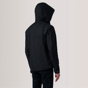 
Vue détaillée of Hooded & Zipper with placket Hardware on Marlo Noir Canvas Hooded Work Veste en Cuir pour Homme For Men