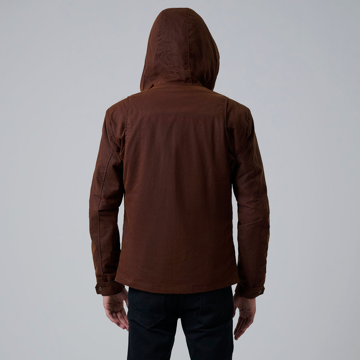 Vue détaillée of Hooded &amp; Zipper with placket Hardware on Marlo Marron Canvas Hooded Work Veste en Cuir pour Homme For Men