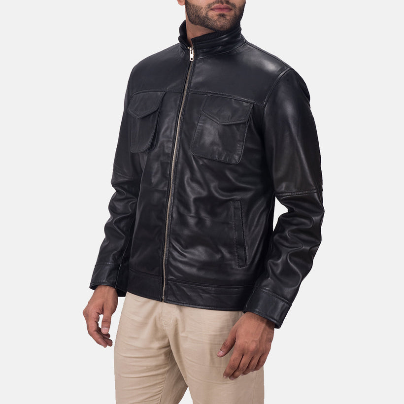 Maurice Noir Veste en Cuir pour Homme