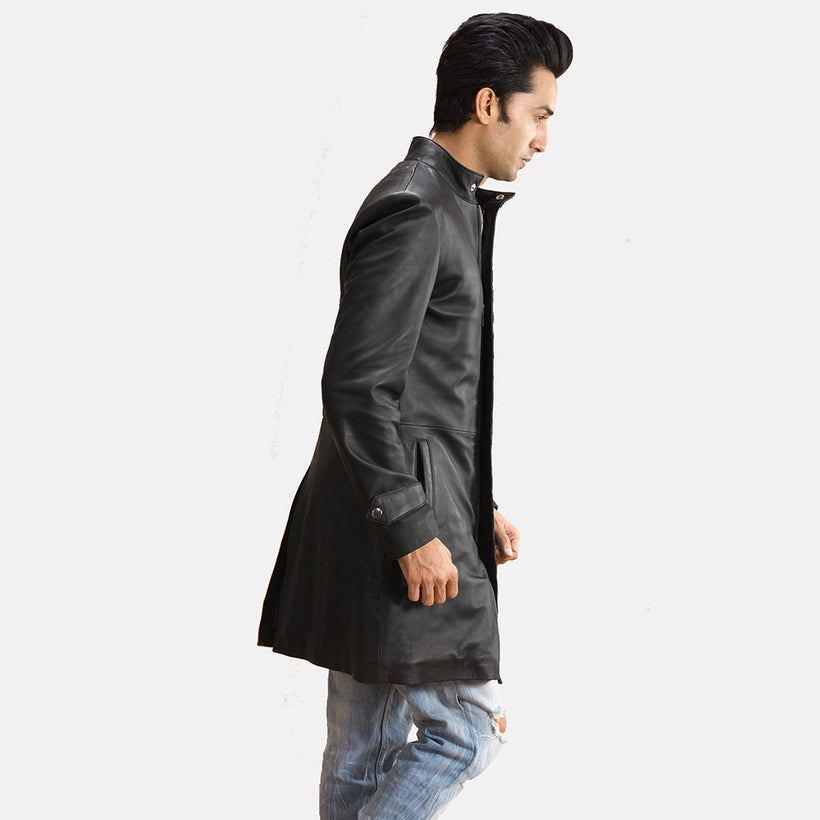 Midlander Matelassé Noir Manteau en Cuir pour Homme