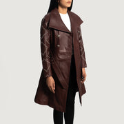 Women's Missoni Bordeaux Trench-Manteau en Cuir en Cuir pour Femme - Vue de profil avec coupe de manche ergonomique