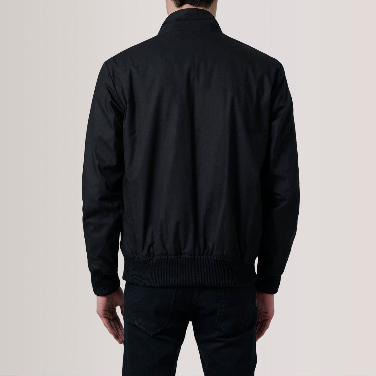 Vue détaillée of Snap Button &amp; Zipper Hardware on Morrison Noir Canvas Blouson Bomber en Cuir pour Homme For Men