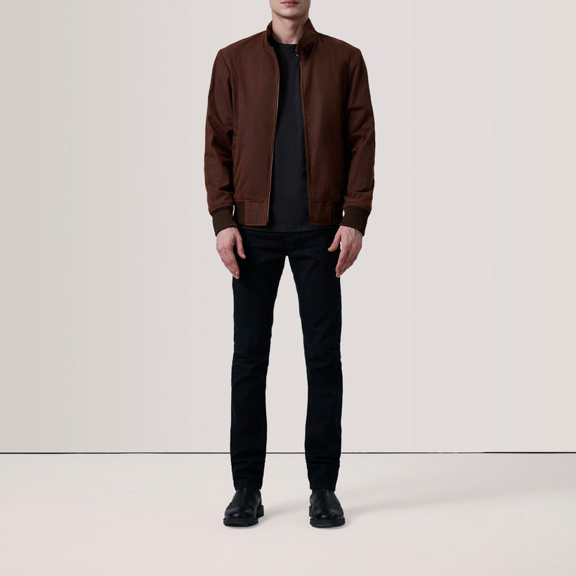 Morrison Marron Canvas Blouson Bomber en Cuir pour Homme