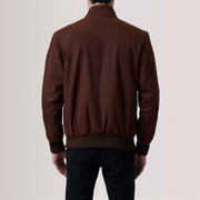 Vue détaillée of Snap Button &amp; Zipper Hardware on Morrison Marron Canvas Blouson Bomber en Cuir pour Homme For Men