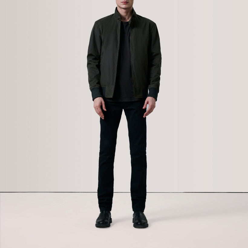Morrison Olive Canvas Blouson Bomber en Cuir pour Homme