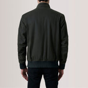 
Vue détaillée of Snap Button & Zipper Hardware on Morrison Olive Canvas Blouson Bombardier en Cuir pour Homme For Men