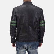 Vue détaillée of Band &amp; Zipper Hardware on Night Trooper Veste en Cuir pour Homme