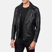 Black Sheepskin Leather Biker Jacket - Vue de dos avec coupe ajustée aux épaules &amp; ourlet soigné