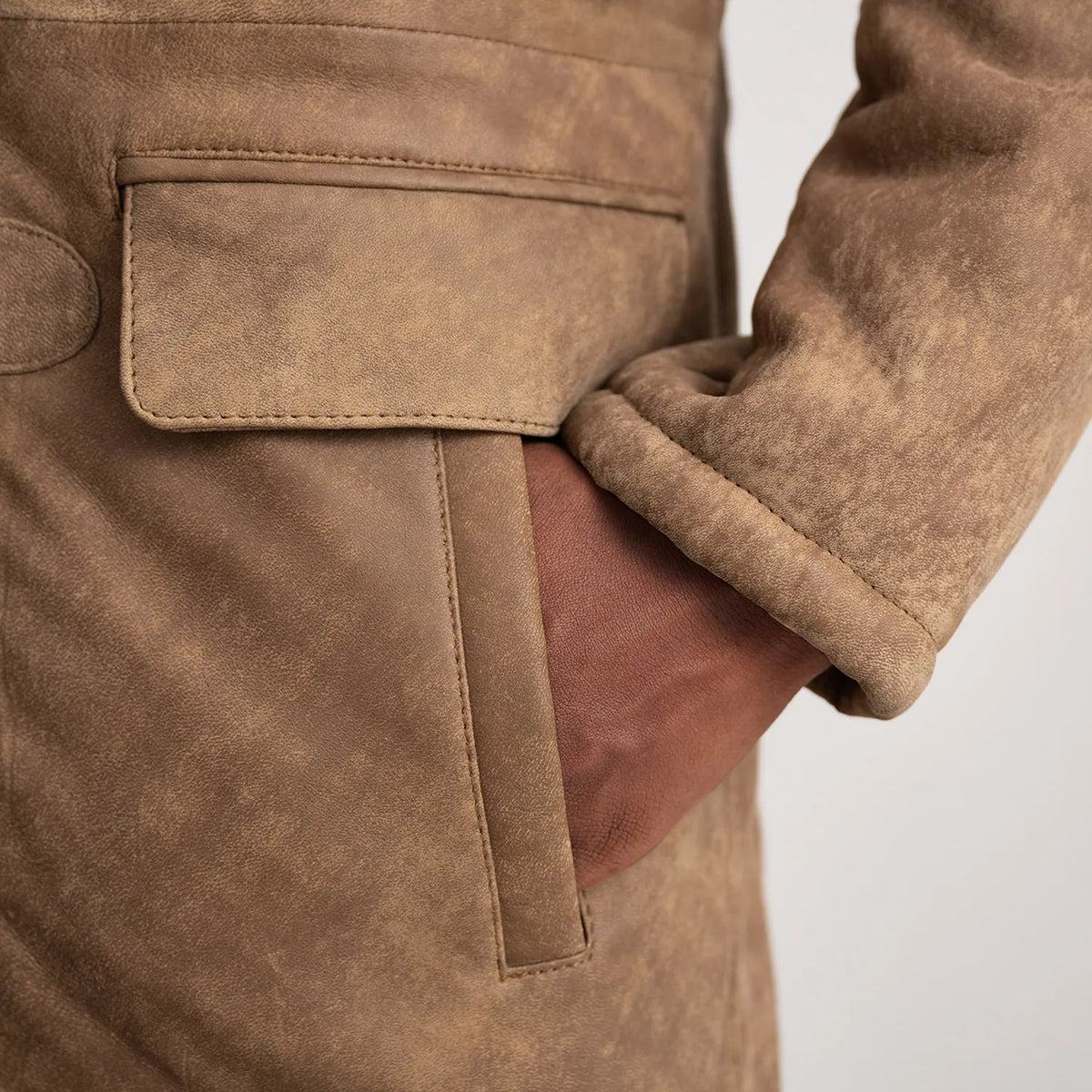 Nolan Manteau en Cuir pour Homme – Vue produit alternative 6