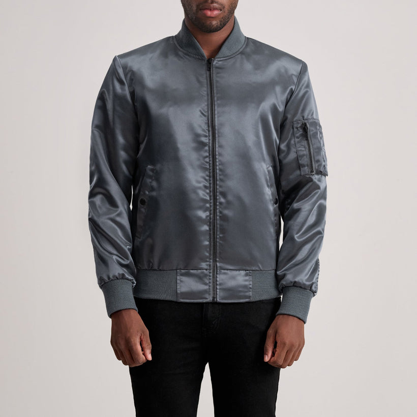 Quinton MA-1 Gris Blouson Bomber en Cuir pour Homme