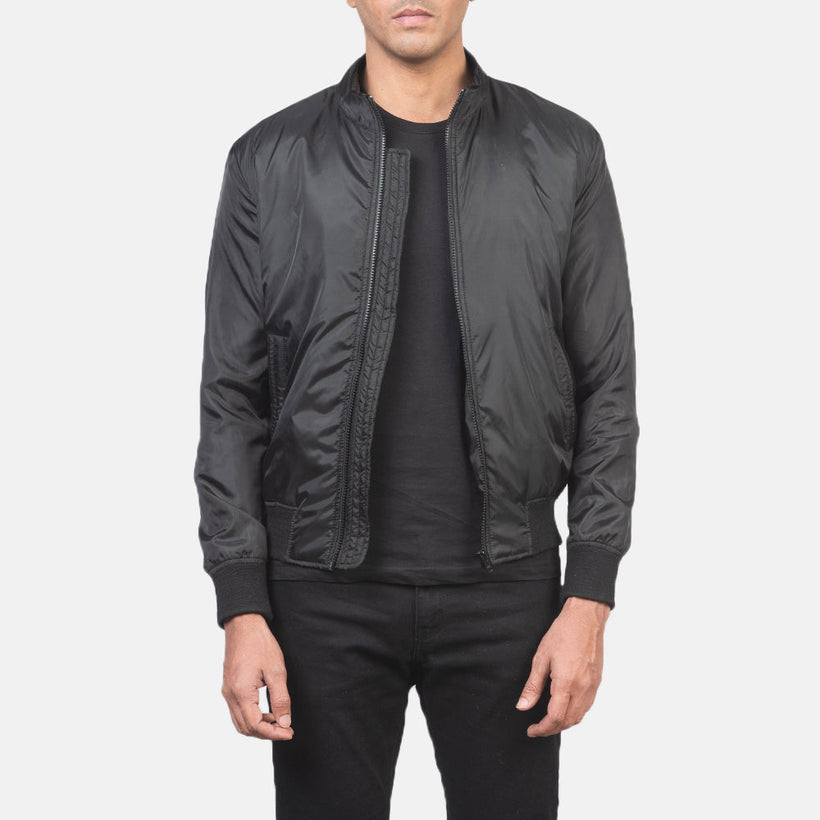 Ramon Noir Blouson Bomber en Cuir pour Homme