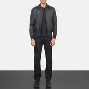 Men's Ramon Noir Blouson Bomber en Cuir pour Homme - Vue de profil avec coupe de manche ergonomique