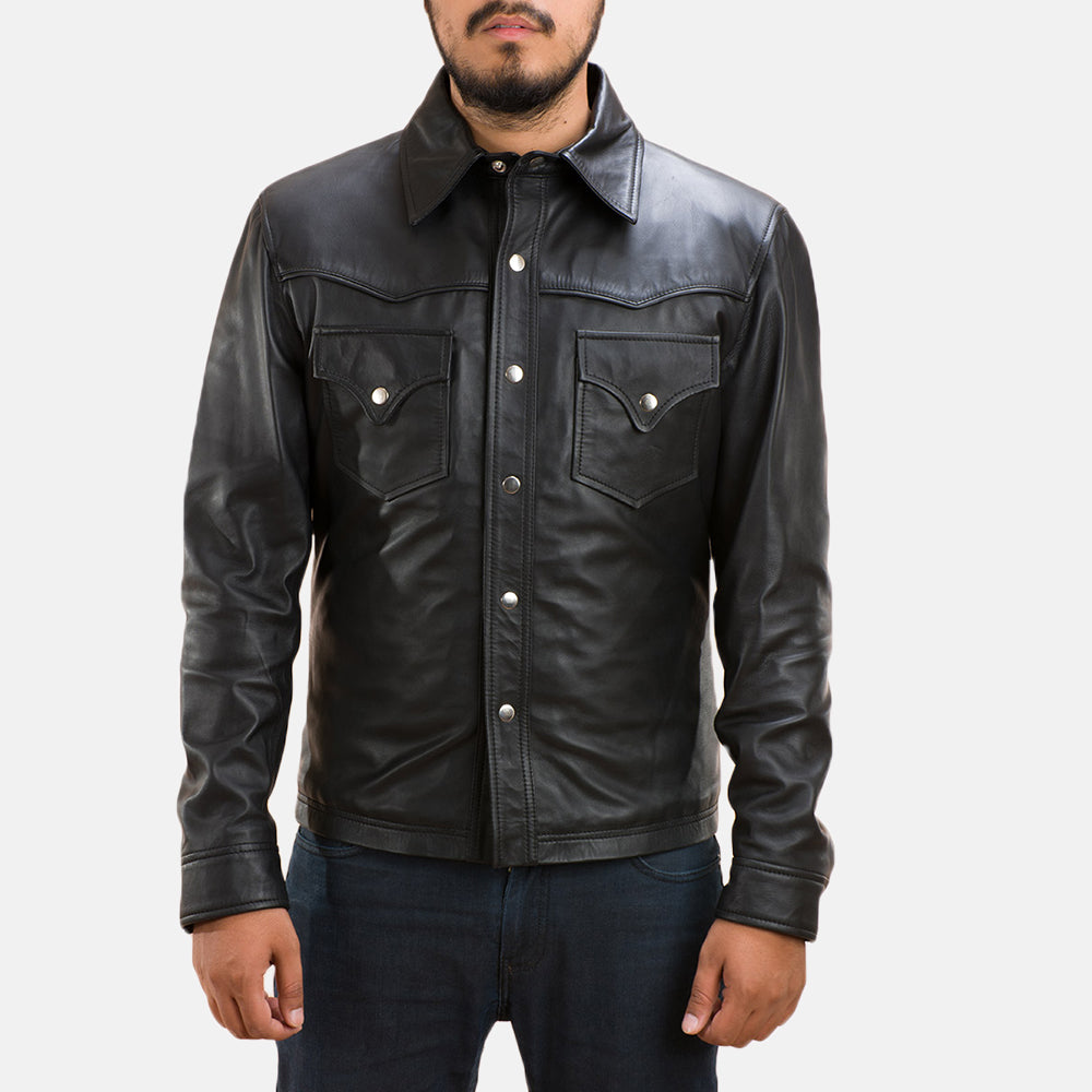 Black Sheepskin leather Jacket - Vue de dos avec coupe ajustée aux épaules &amp; ourlet soigné