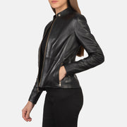 Rave Marron Veste Motard en Cuir pour Femme – Vue produit alternative 3