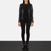 Rave Marron Veste Motard en Cuir pour Femme – Vue produit alternative 4