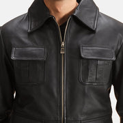 
Raven Noir Veste en Cuir pour Homme - Vue de profil mettant en valeur la coupe de manche ergonomique