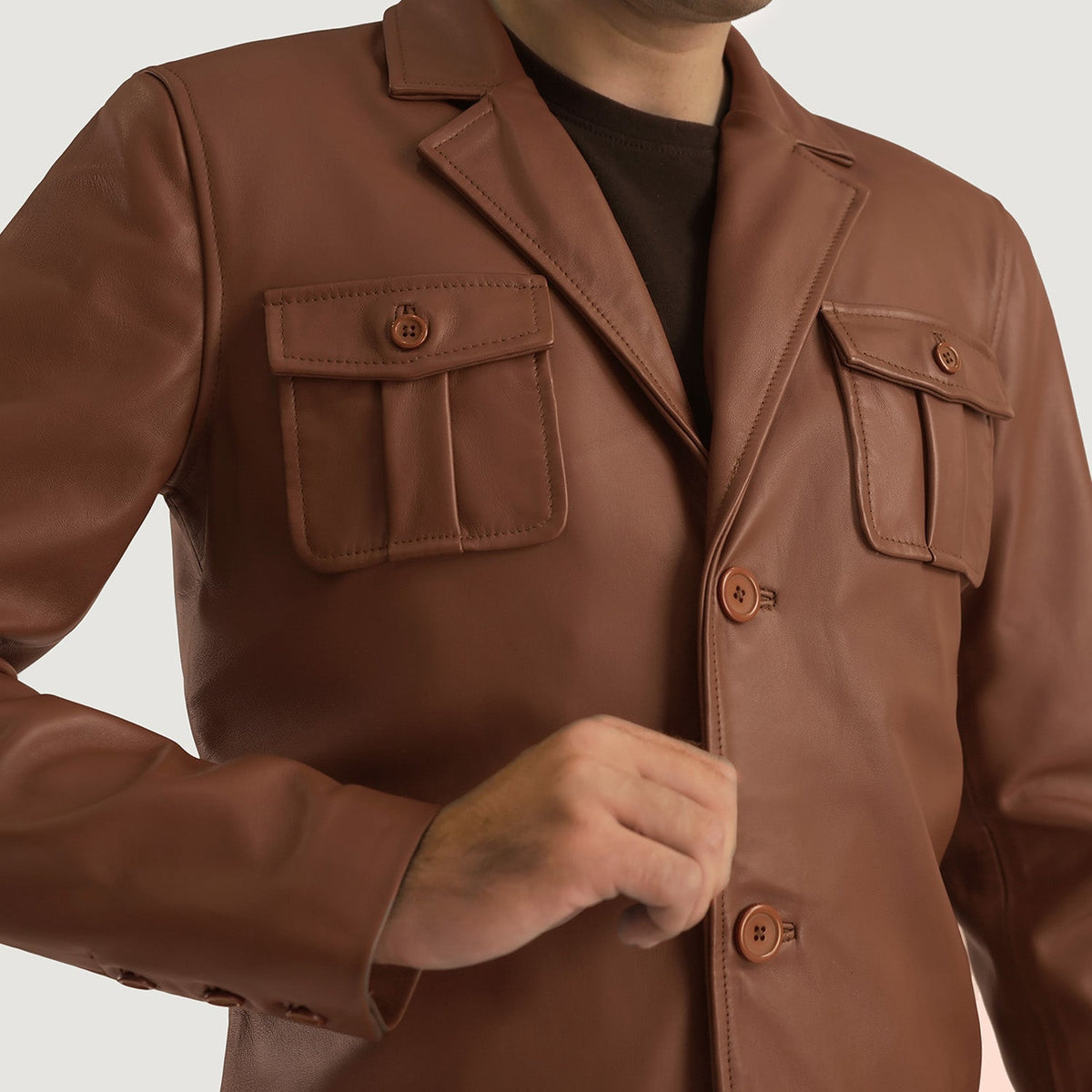 Ray Cutler Veste en Cuir pour Homme – Vue produit alternative 6