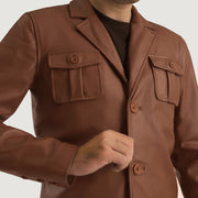 Ray Cutler Veste en Cuir pour Homme – Vue produit alternative 6