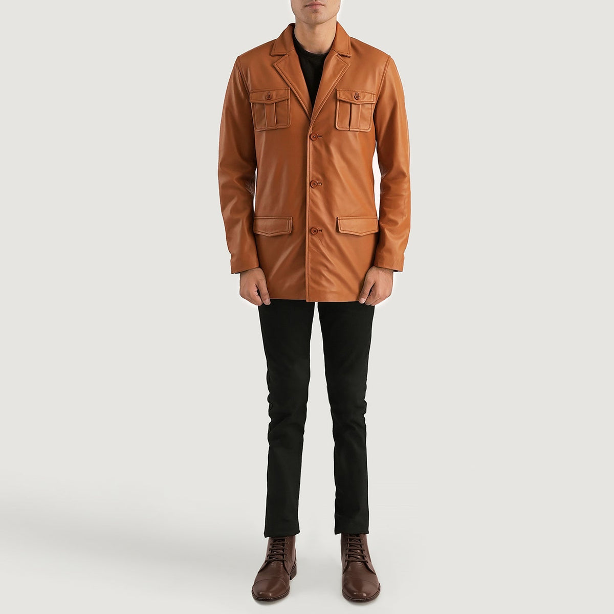 Ray Cutler Veste en Cuir pour Homme – Vue produit alternative 3