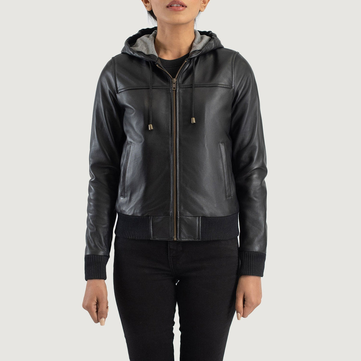 
Rebella Hooded Blouson Bombardier en Cuir pour Femme – alternate product view 4
