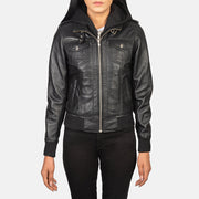 Roslyn Hooded Blouson Bomber en Cuir pour Femme – Vue produit alternative 4
