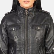 Roslyn Hooded Blouson Bomber en Cuir pour Femme – Vue produit alternative 6