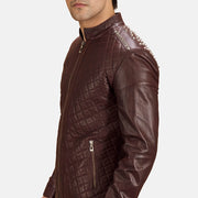 
Vue détaillée of Band & Zipper Hardware on Rumano Jae Bordeaux Veste Motard en Cuir pour Homme