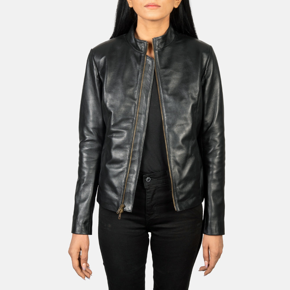 Rumella Veste Motard en Cuir pour Femme – Vue produit alternative 1