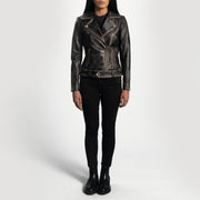Rumy Bordeaux Veste Motard en Cuir pour Femme – Vue produit alternative 3