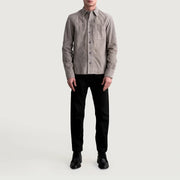 
Vue détaillée of Shirt & Buttons Hardware on Scout Gris Suede Leather Shirt pour Homme