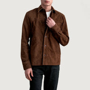 
Scout Moka Suede Leather Shirt pour Homme in Brown Goatskin Suede - Vue de face & silhouette ajustée | Acheter en ligne