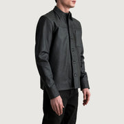 
Tumbled Black Sheepskin leather Jacket - Vue arrière montrant la carrure ajustée et l'ourlet net